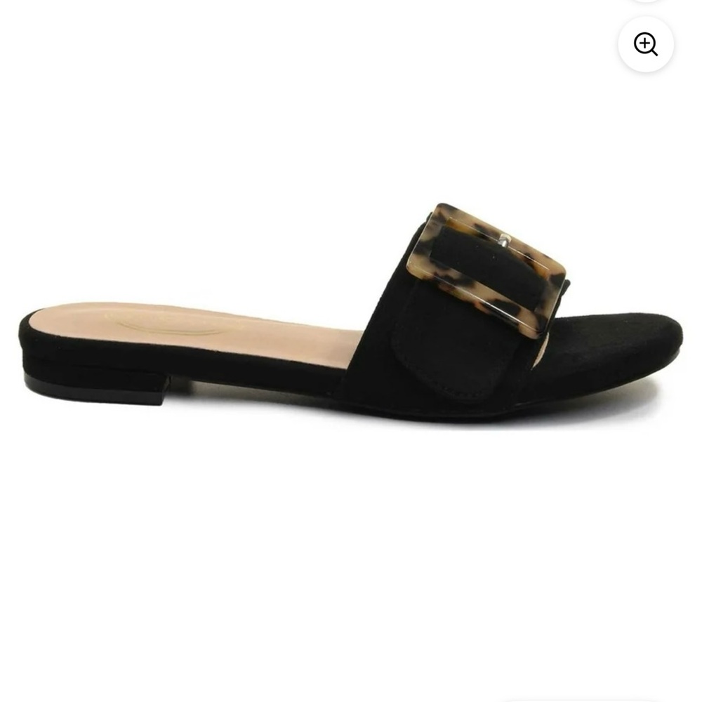 Scoop Black Sandals with Tortoise Buckle - Picture 11 of 13